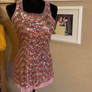 Pink and silver sequin top